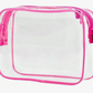 skin co by hannah Clear pouch with pink zipper on a white background